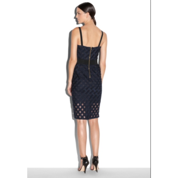 NWT Milly Size 8 Navy Blue Lattice Dress - Picture 2 of 8